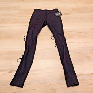 Savage x Fenty Women Small Black Leggings Laceup Mesh NWT